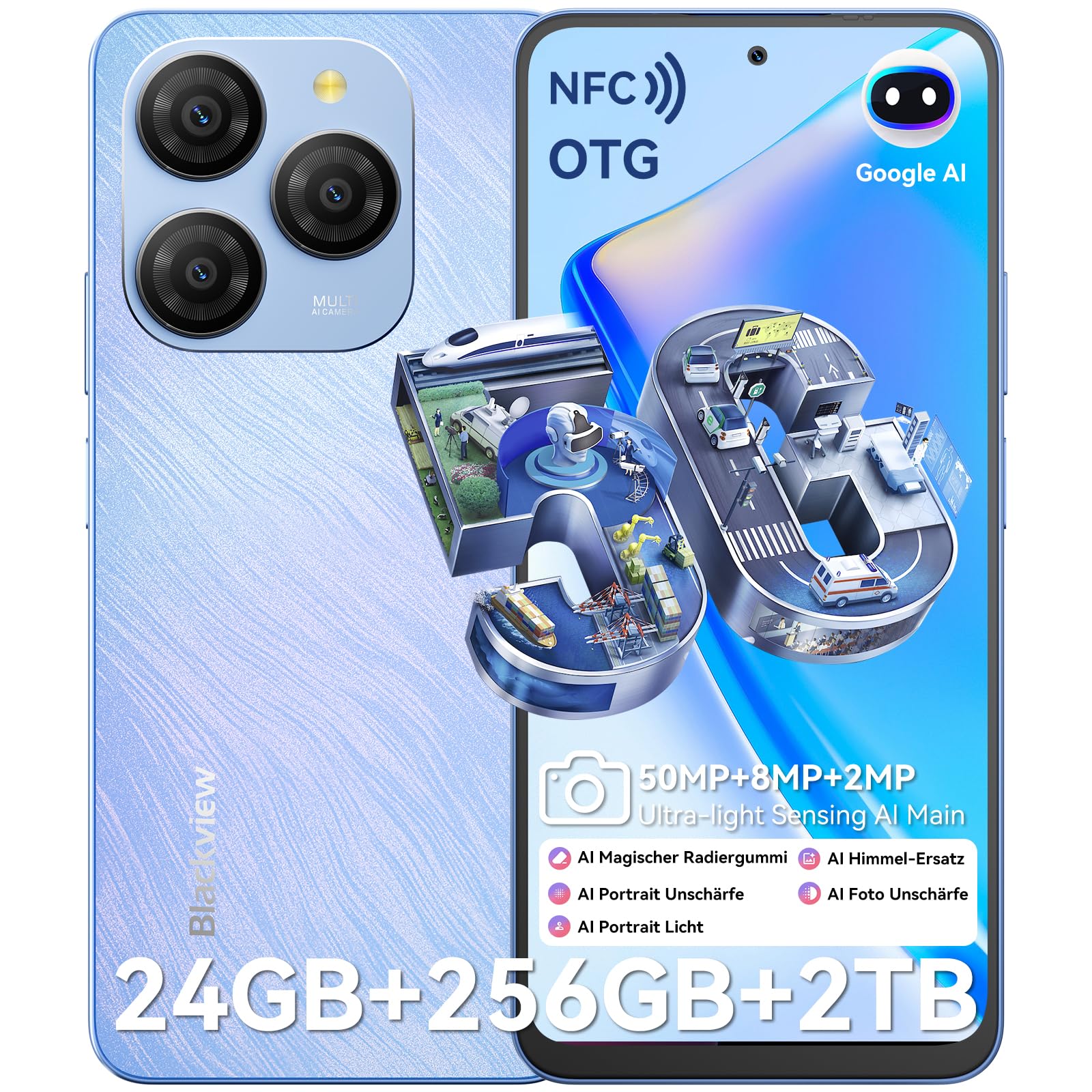 Blackview Shark 9 Handy 5G 24GB+256GB/2TBTF,2.7GHz Octa Core,Super